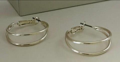 Silver Fine Double Looped Hoop Earrings | Fashion Accessories - Dhalfashionistt