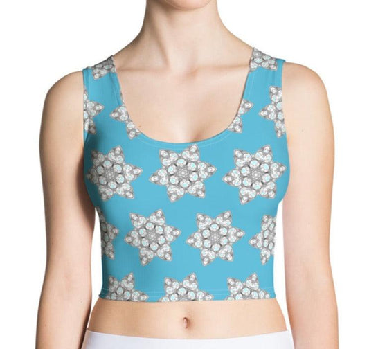 Trendy Blue Crop Top with Eye-catching Chain Pattern - Dhalfashionistt