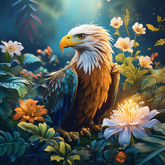 Tropical Colorful Eagle Wall Mural | Creative Expression Wallpaper - Dhalfashionistt