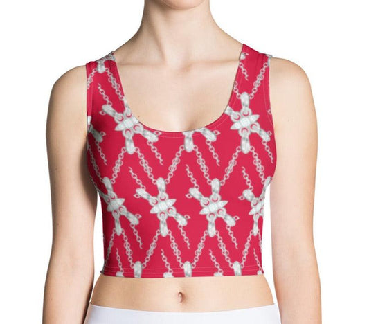 Turn Heads in a Red Crop Top with a Bold Chain Pattern - Dhalfashionistt