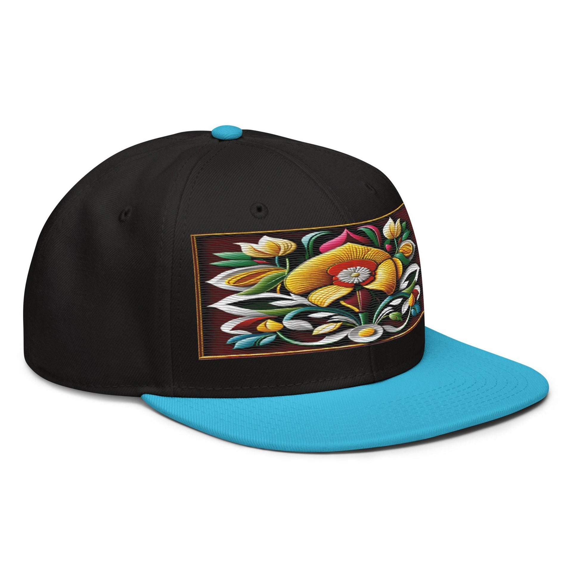 Unique Floral Artistry: Realistic Flower Altarpiece Snapback Hat for Fashion Enthusiasts - Dhalfashionistt