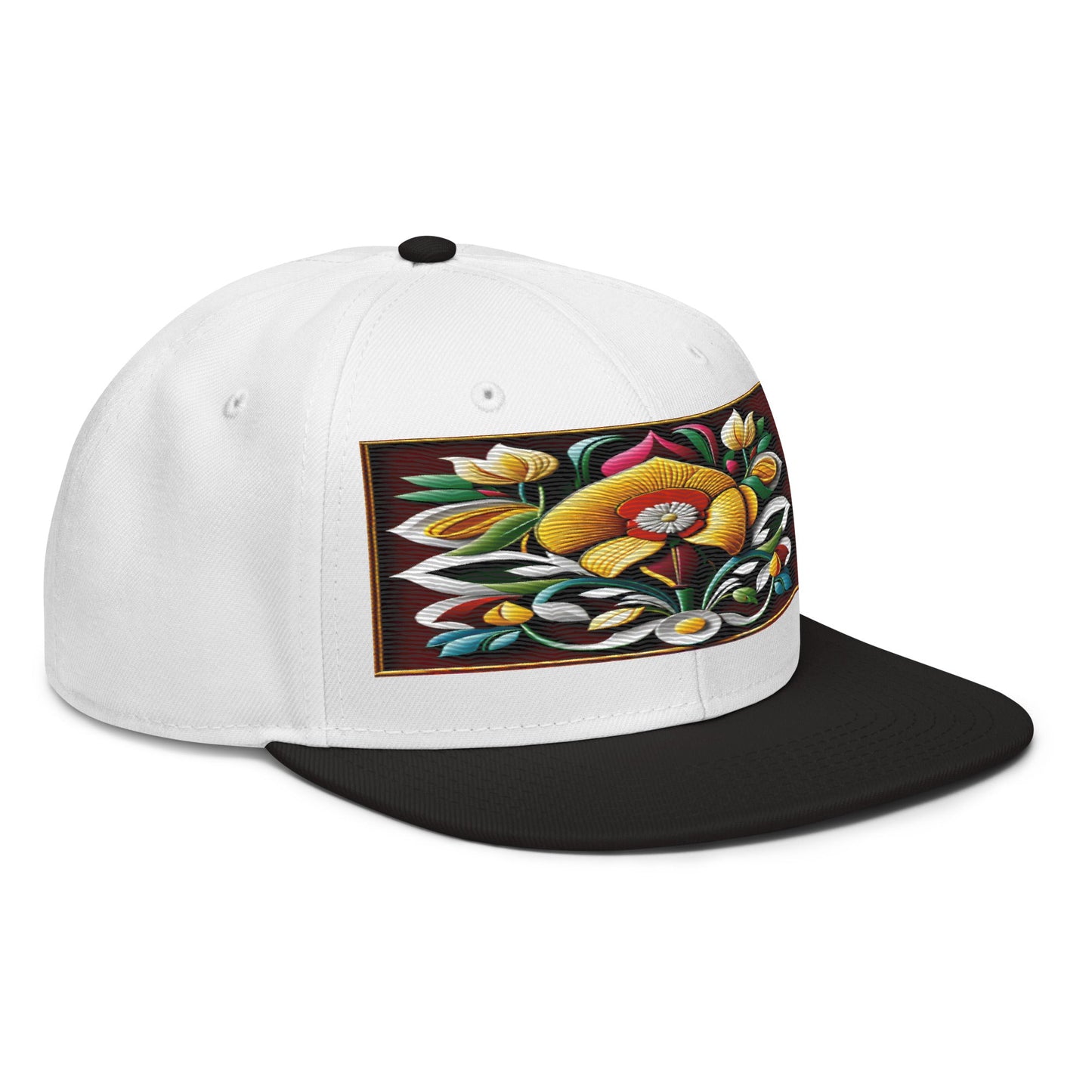 Unique Floral Artistry: Realistic Flower Altarpiece Snapback Hat for Fashion Enthusiasts - Dhalfashionistt