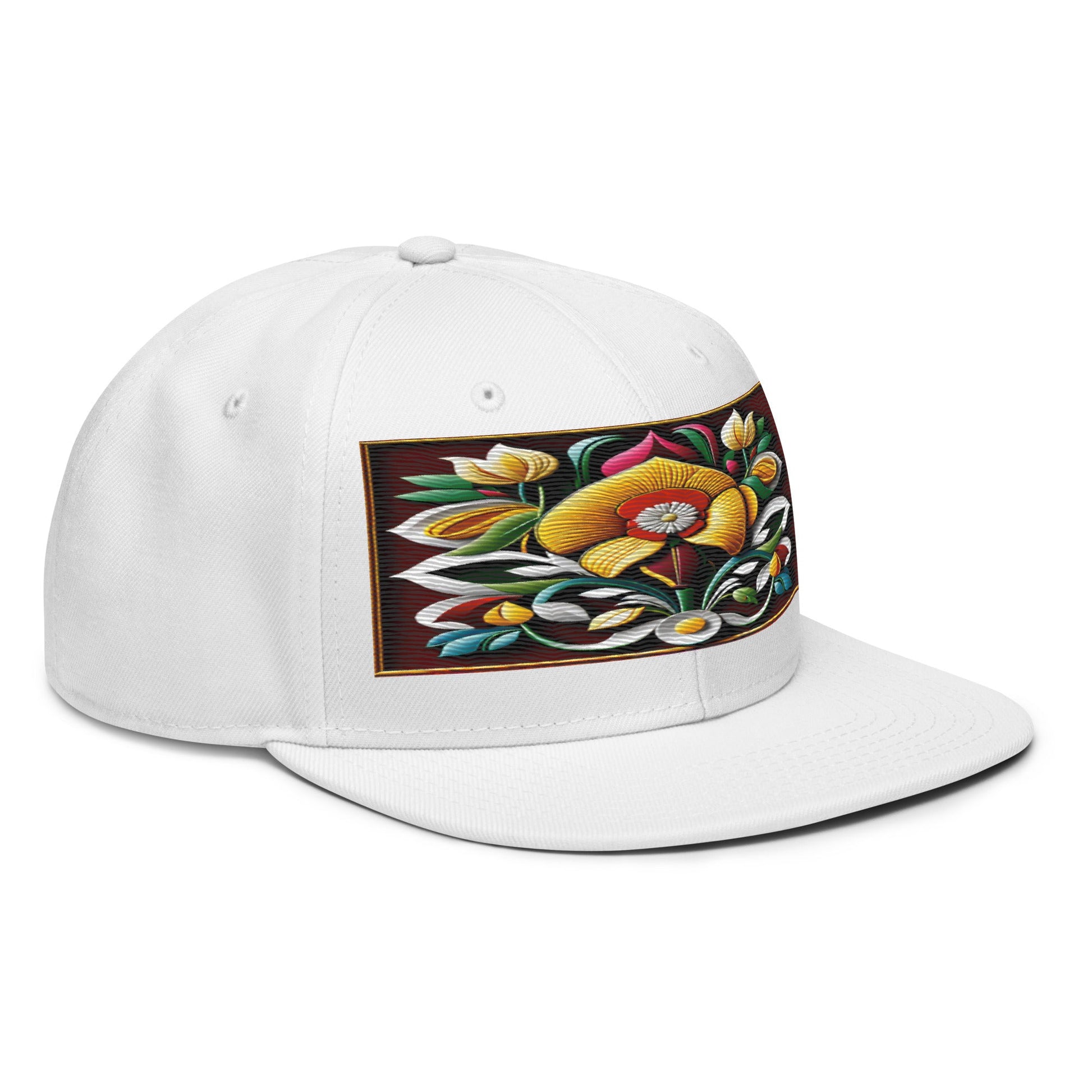 Unique Floral Artistry: Realistic Flower Altarpiece Snapback Hat for Fashion Enthusiasts - Dhalfashionistt