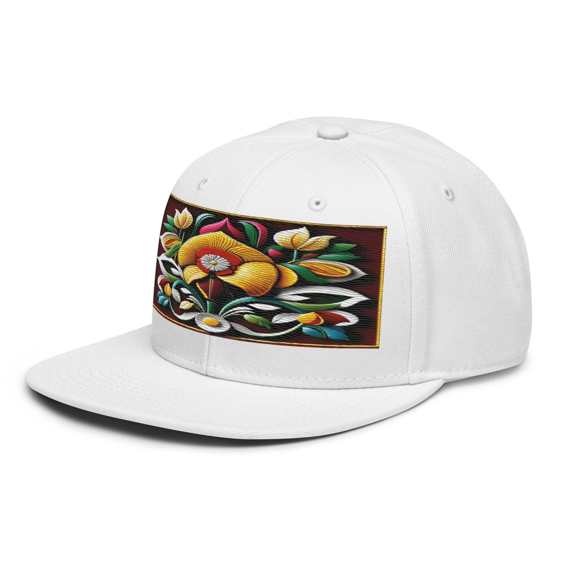 Unique Floral Artistry: Realistic Flower Altarpiece Snapback Hat for Fashion Enthusiasts - Dhalfashionistt