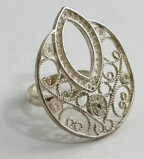 Unique Peruvian Artisan Crafted 950 silver filigree adjustable band ring | Unique Statement pieces - Dhalfashionistt