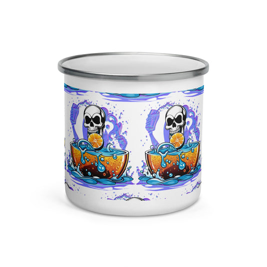 Unique Skull Coffee and Tee Enamel Mug | Camper Mug for Office and Home - Dhalfashionistt