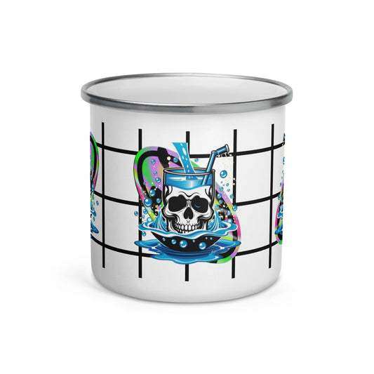 Unique Skull Coffee and Tee Enamel Mug| Playful Camper Mug for Joyful Living - Dhalfashionistt