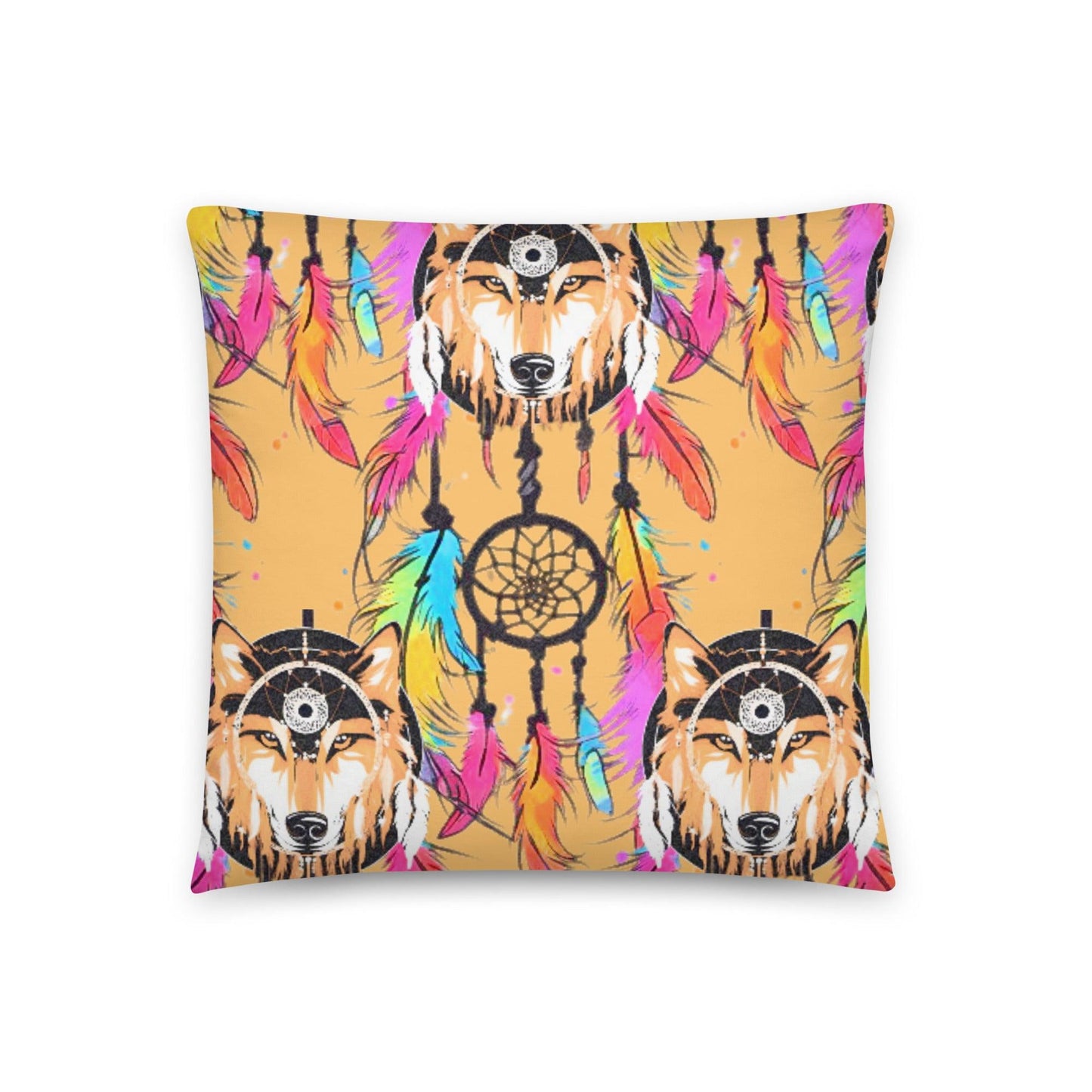 Unique Wolf Dream Catcher Pattern Pillow | Positive Vibes | Home Decor - Dhalfashionistt