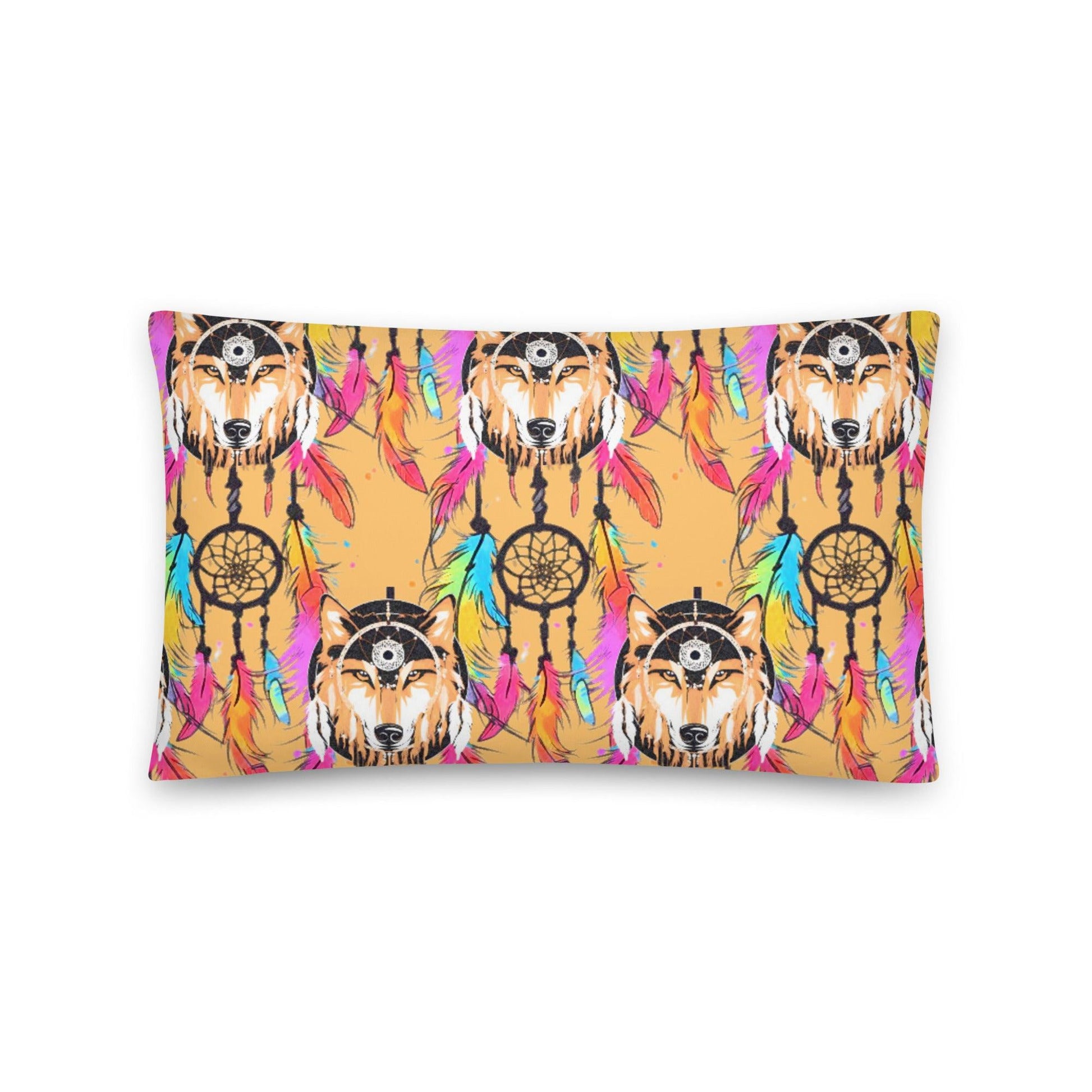 Unique Wolf Dream Catcher Pattern Pillow | Positive Vibes | Home Decor - Dhalfashionistt