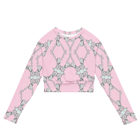 Vibrant Chain Patterns Oversized Long-Sleeve Crop Top | Statement Piece - Dhalfashionistt