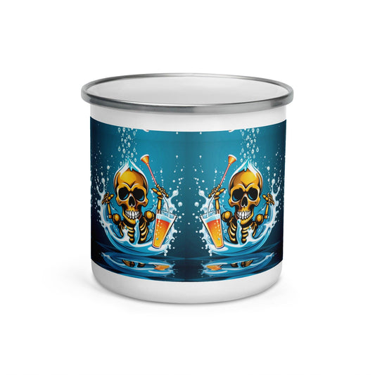 Vibrant Skull Coffee and Tee Enamel | Unique Camper Mug for Office and Home - Dhalfashionistt